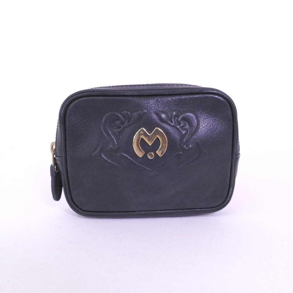 Mila Schon black leather coin pouch